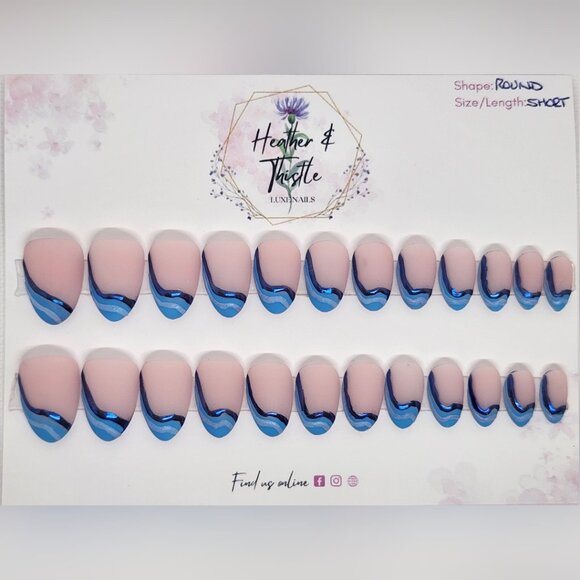 Heather & Thistle Luxe Press-On Nails - Tidepool - Short Round - Picture 1 of 2